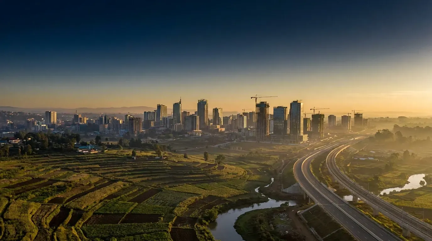 Kampala skyline at dusk